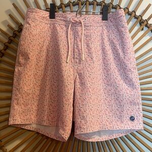 Johnnie 0 Men's Pink Geometric Half Elastic 7” Surf Shorts Size Small Swimwear 🏄